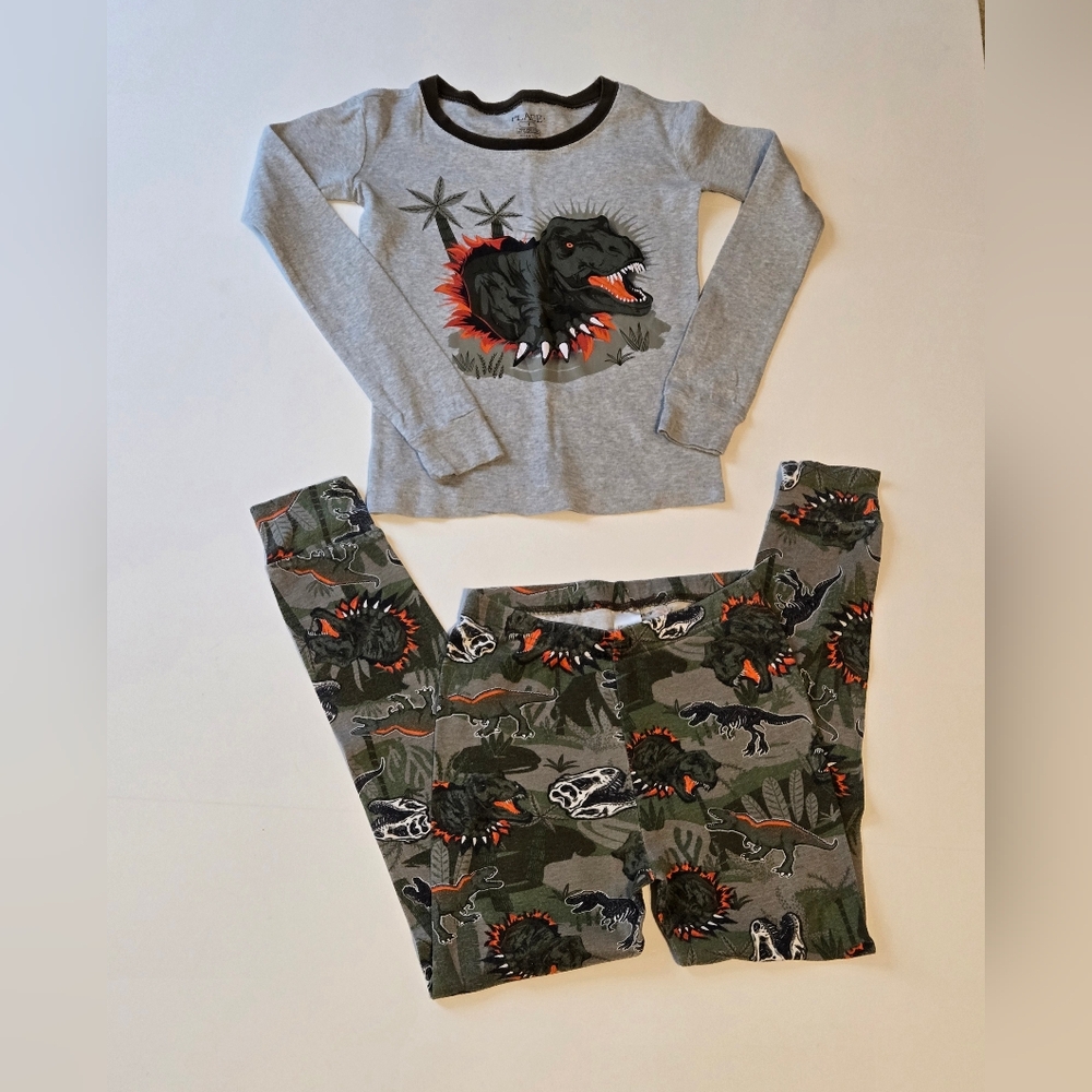 The Children's Place/Gray,Green‎ & Orange Dinosaur Kids Pajamas/Size 8